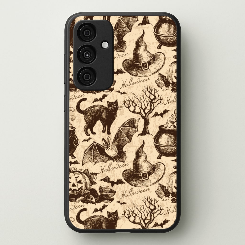 Vintage Halloween Pattern - Phone Case for Galaxy A35