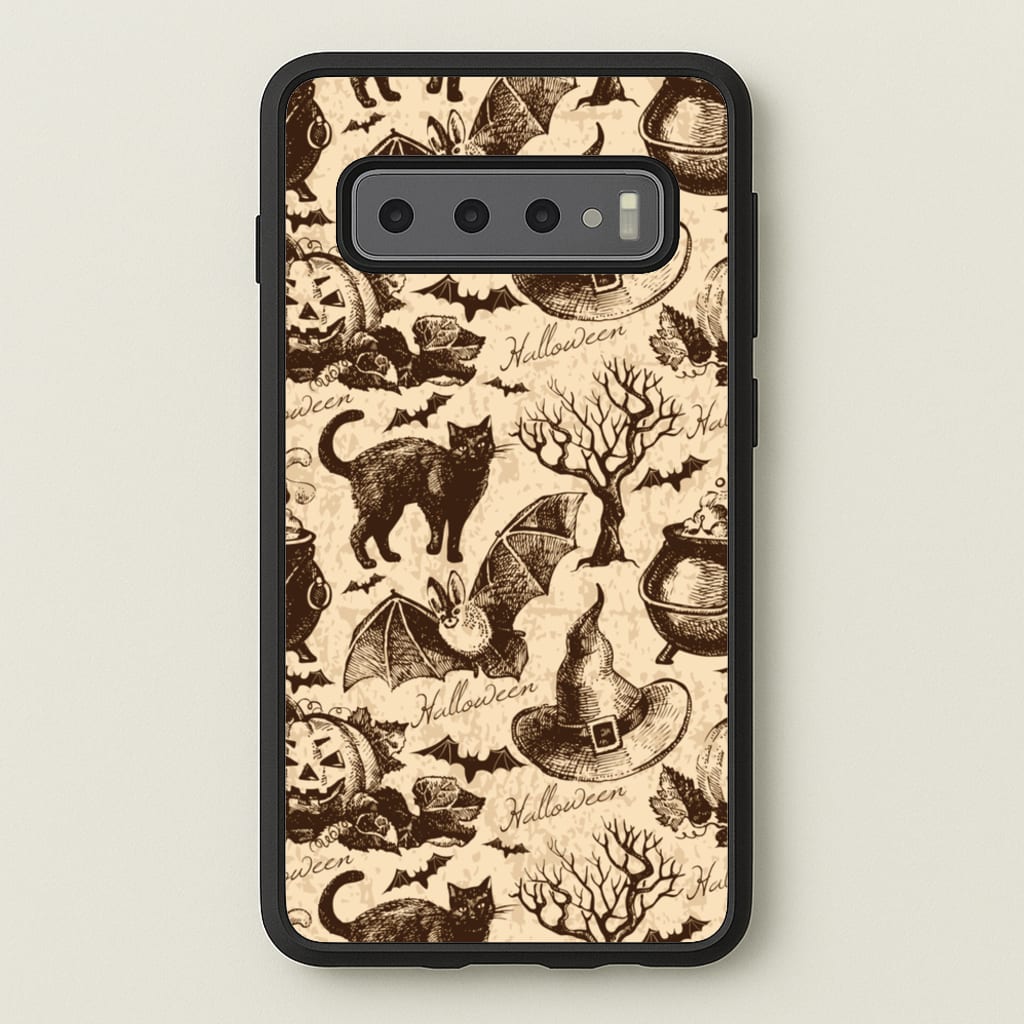 Vintage Halloween Pattern - Phone Case for Galaxy S10