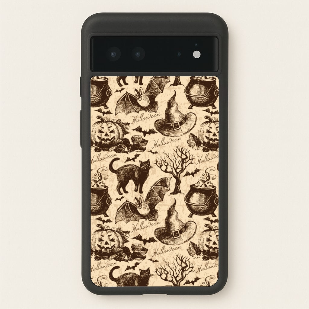 Vintage Halloween Pattern - Phone Case for Google Pixel 6