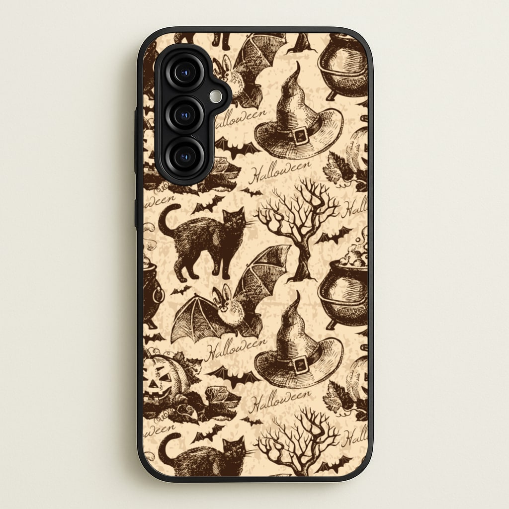 Vintage Halloween Pattern - Phone Case for Galaxy A54