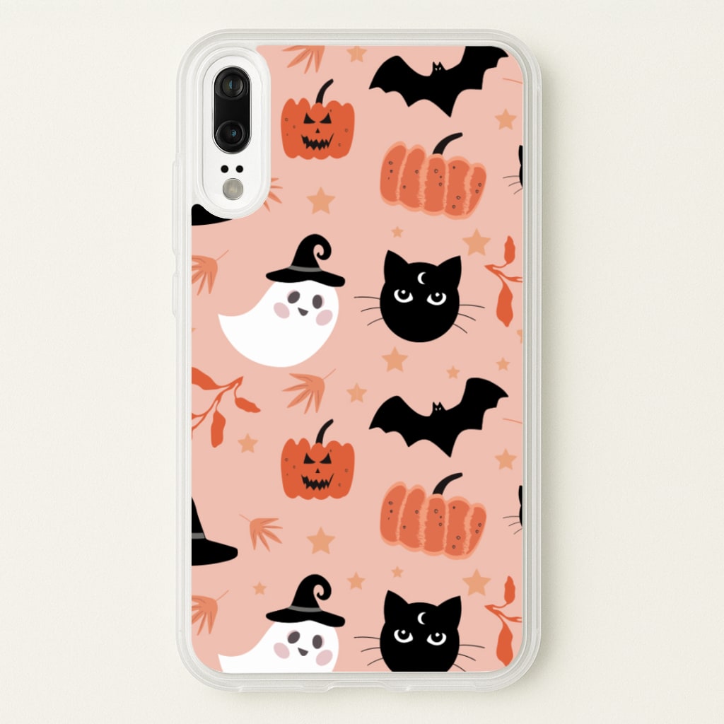 Pretty Pink Halloween Pattern - Halloween Phone Case for Huawei P20