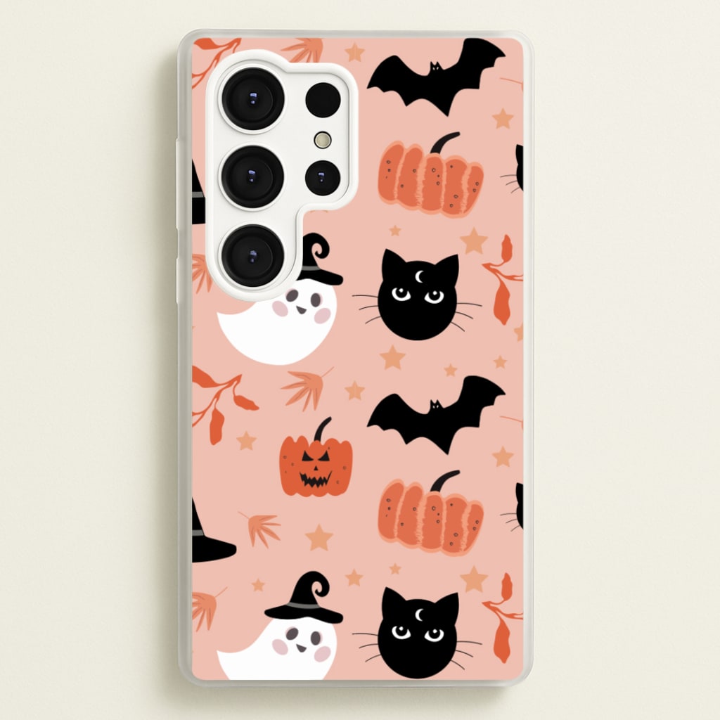 Pretty Pink Halloween Pattern - Halloween Phone Case for Galaxy S25 Ultra