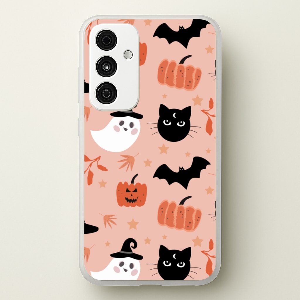 Pretty Pink Halloween Pattern - Halloween Phone Case for Galaxy A55