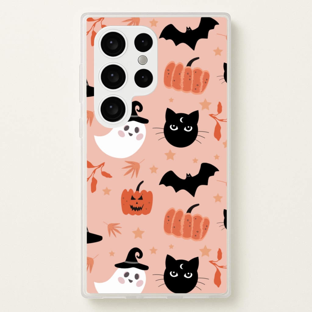 Pretty Pink Halloween Pattern - Halloween Phone Case for Galaxy S24 Ultra