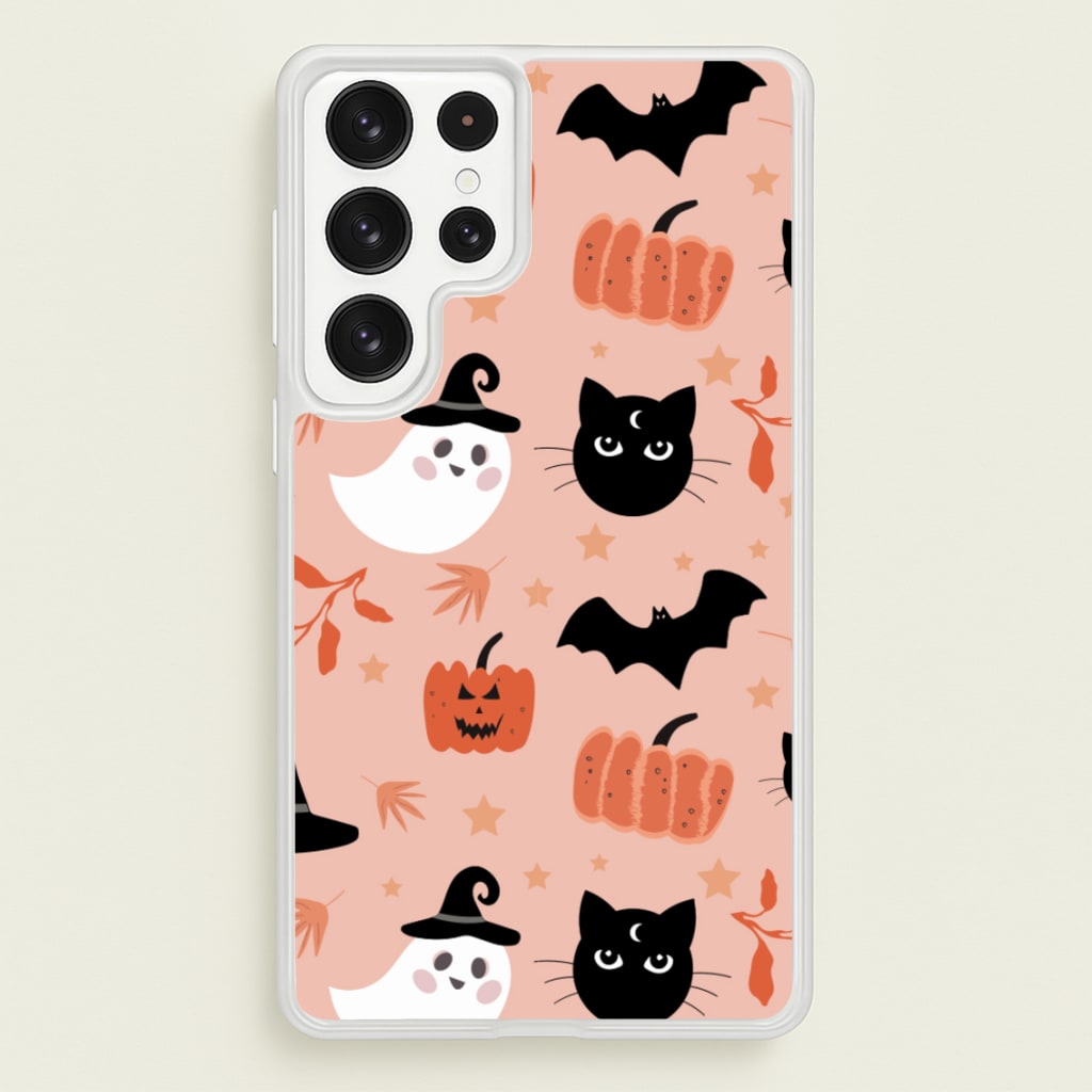 Pretty Pink Halloween Pattern - Halloween Phone Case for Galaxy S22 Ultra