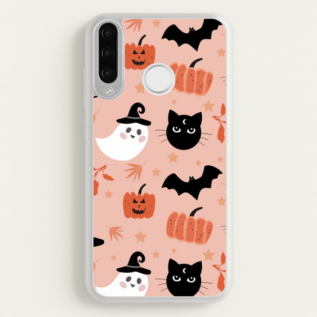 Pretty Pink Halloween Pattern - Halloween Phone Case for Huawei P30 Lite