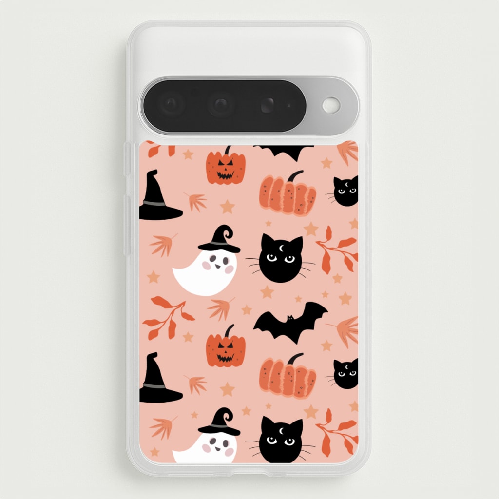 Pretty Pink Halloween Pattern Phone Case for Google Pixel 10 Pro XL