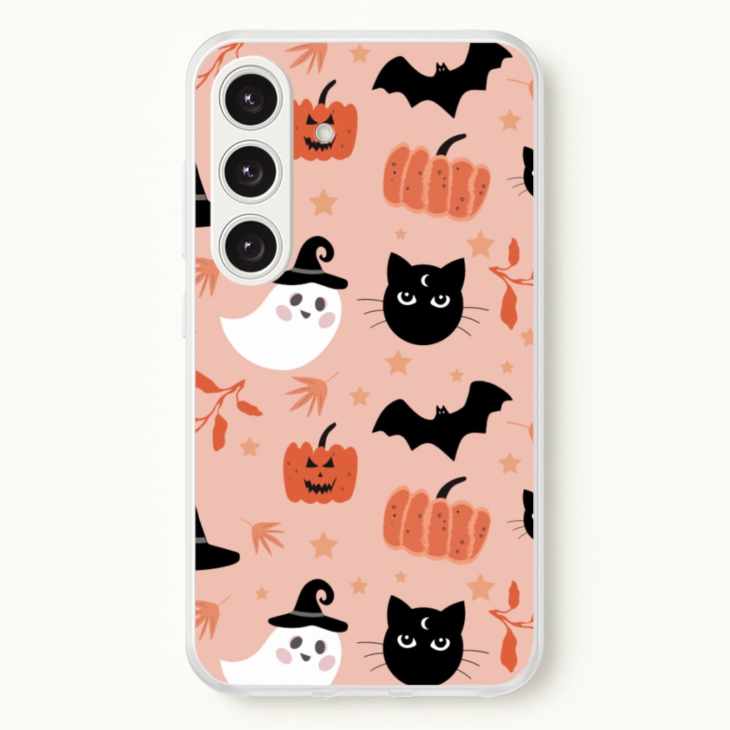 Pretty Pink Halloween Pattern - Halloween Phone Case for Galaxy S25 Plus