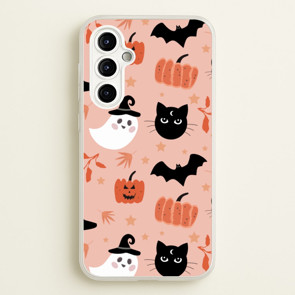Pretty Pink Halloween Pattern - Halloween Phone Case for Galaxy A54