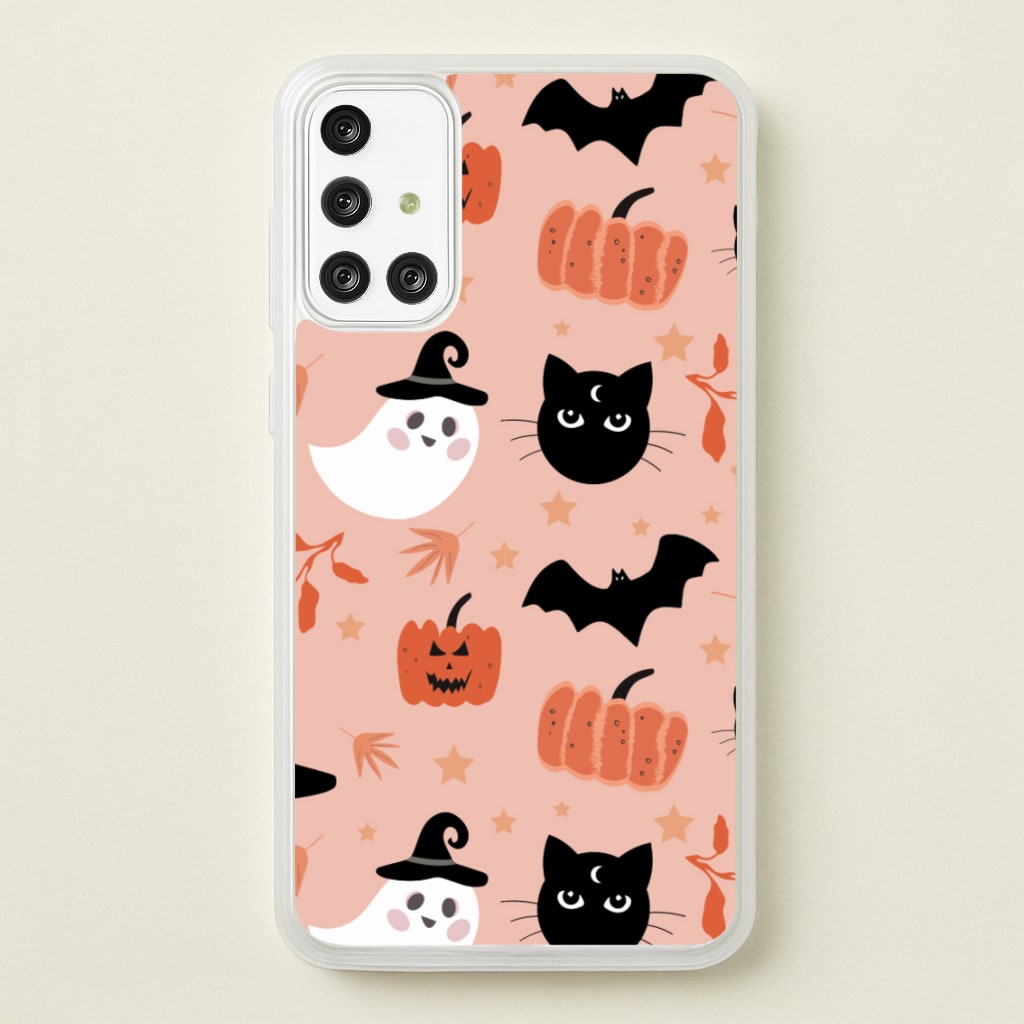 Pretty Pink Halloween Pattern - Halloween Phone Case for Galaxy A71
