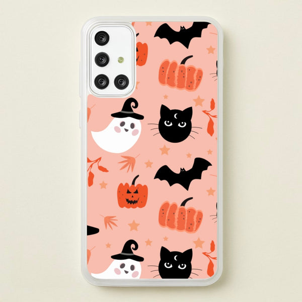 Pretty Pink Halloween Pattern - Halloween Phone Case for Galaxy A71