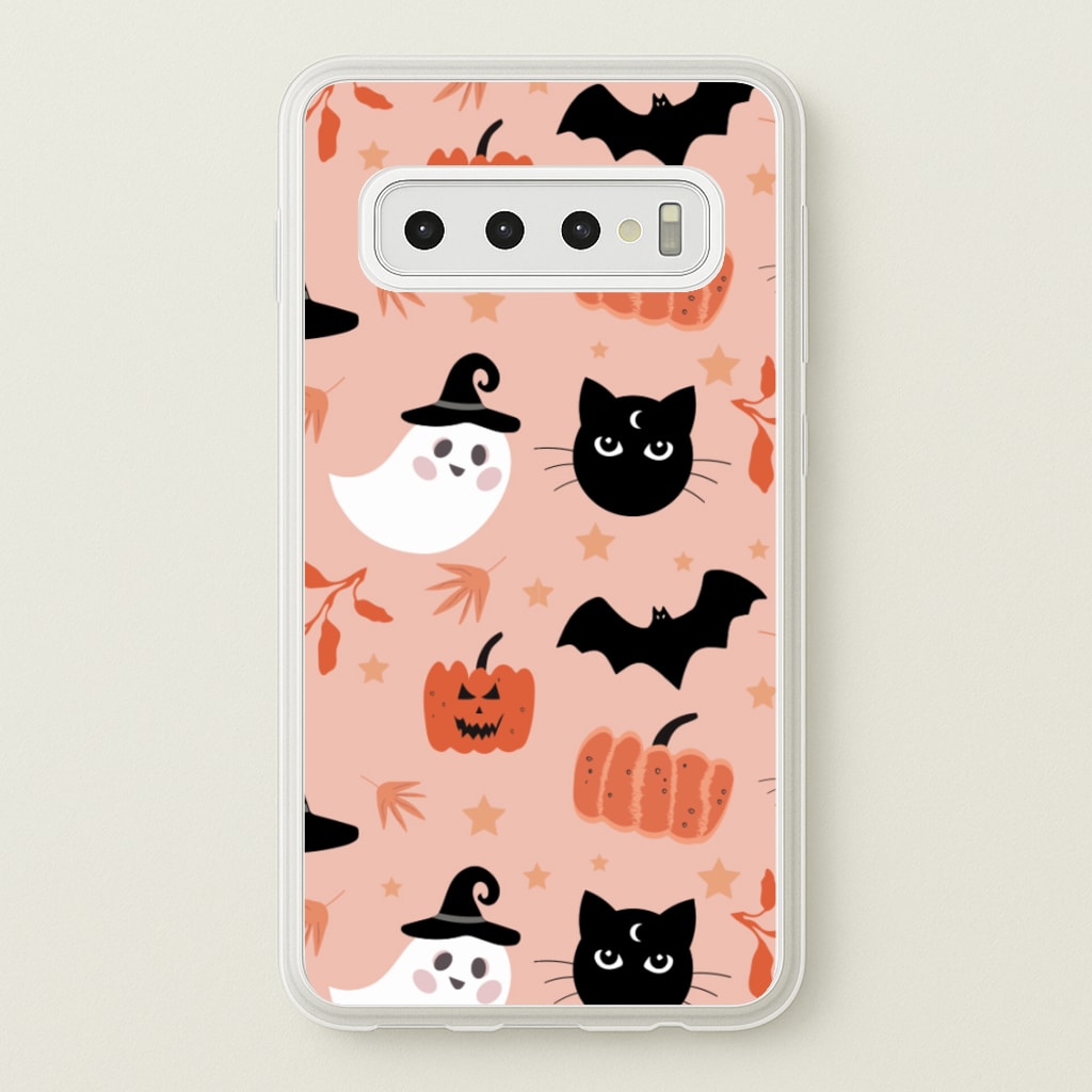 Pretty Pink Halloween Pattern - Halloween Phone Case for Galaxy S10