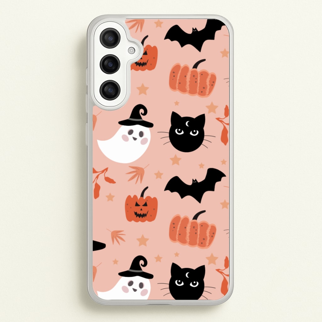 Pretty Pink Halloween Pattern - Halloween Phone Case for Galaxy A34
