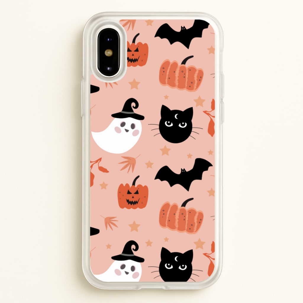 Pretty Pink Halloween Pattern - Halloween Phone Case for iPhone X / XS
