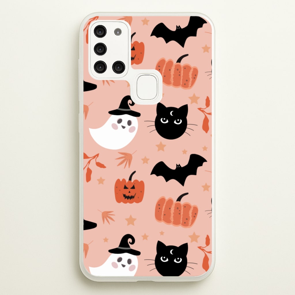 Pretty Pink Halloween Pattern - Halloween Phone Case for Galaxy A21s