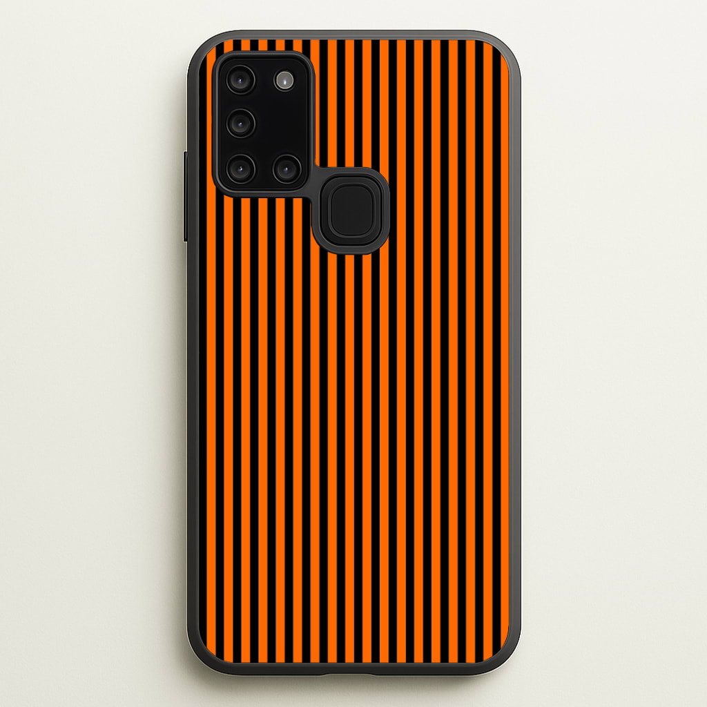 Orange & Black Stripe - Halloween Phone Case for Galaxy A21s