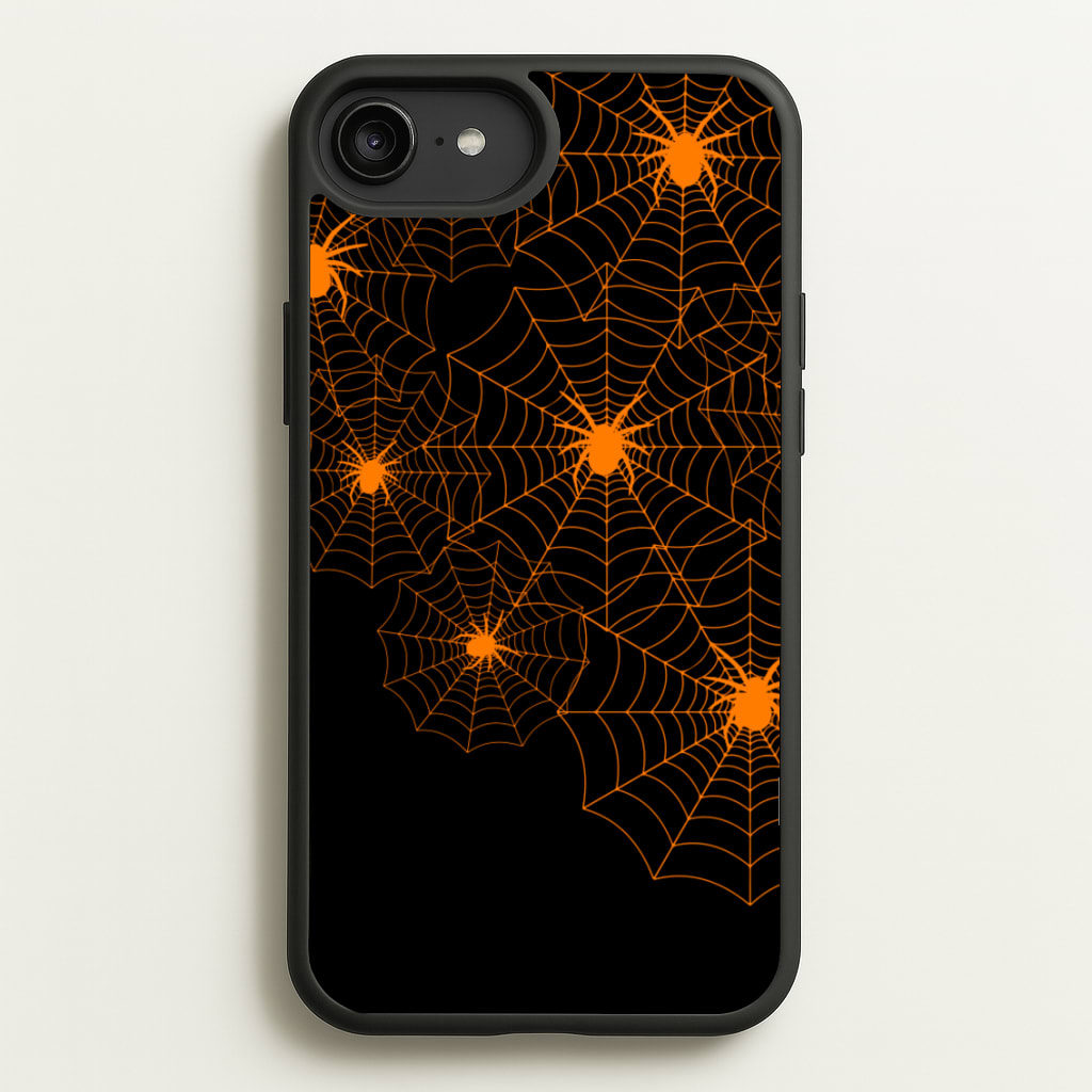 Orange Spider Web - Halloween Phone Case for iPhone 6 Plus / 7 Plus / 8 Plus
