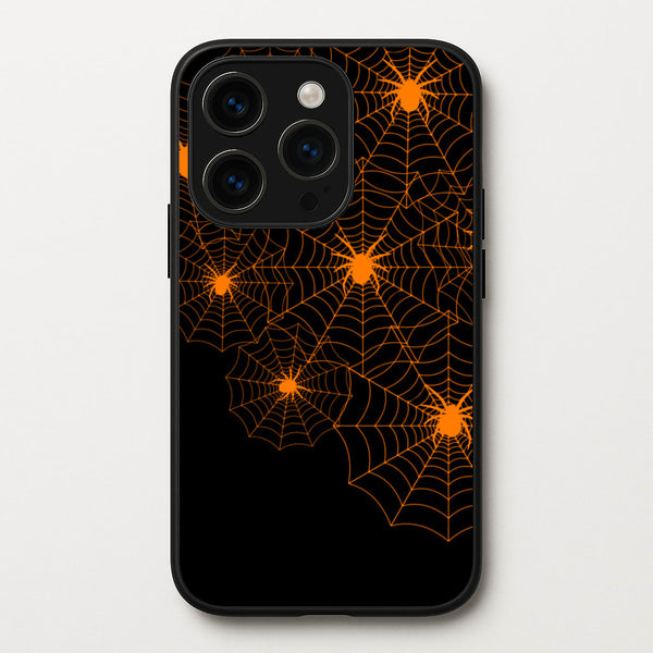 Orange Spider Web - Halloween Phone Case for iPhone 15 Pro