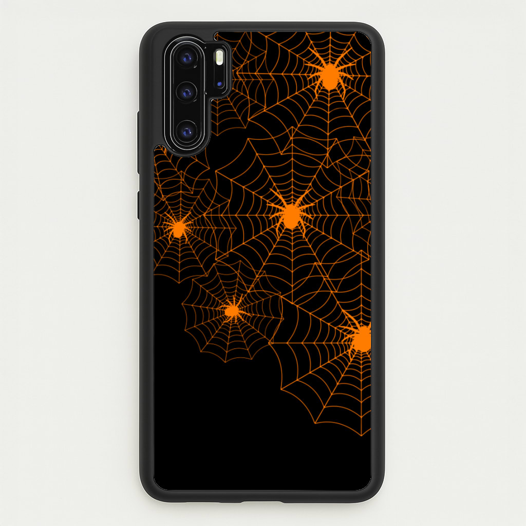 Orange Spider Web - Halloween Phone Case for Huawei P30 Pro