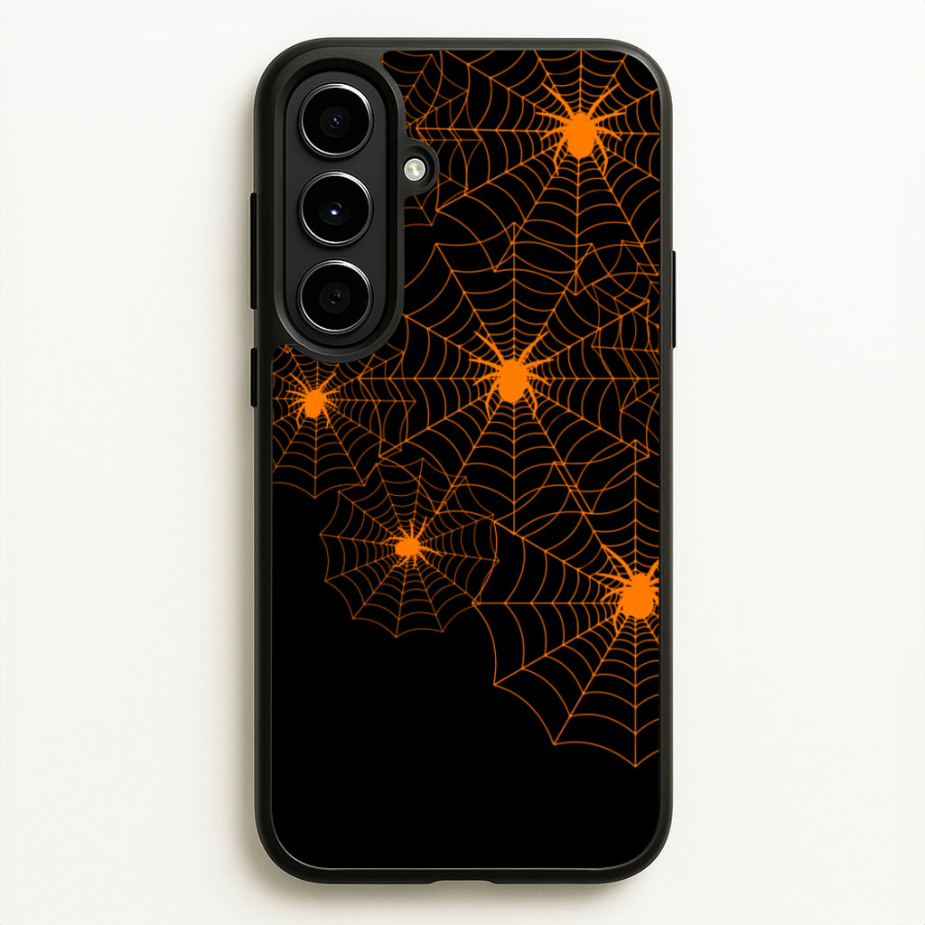 Orange Spider Web - Halloween Phone Case for Galaxy A56