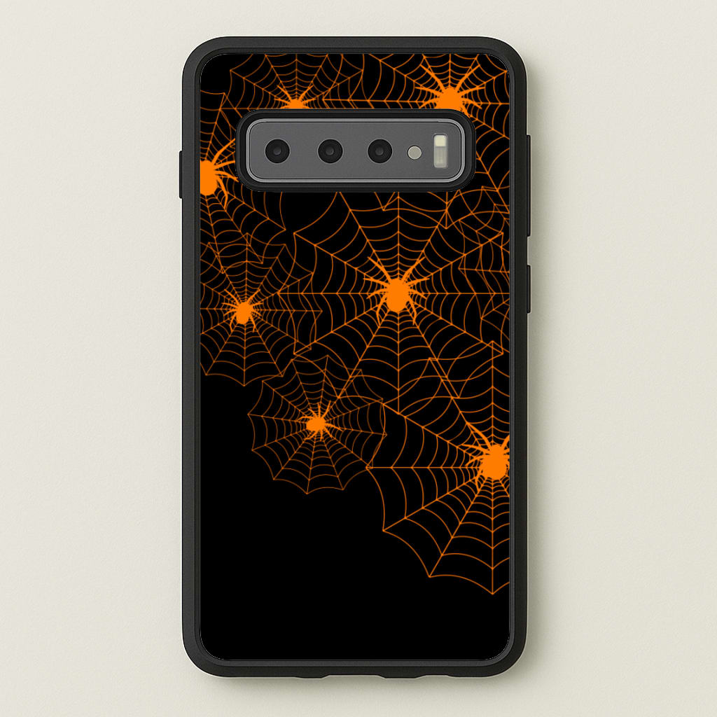 Orange Spider Web - Halloween Phone Case for Galaxy S10