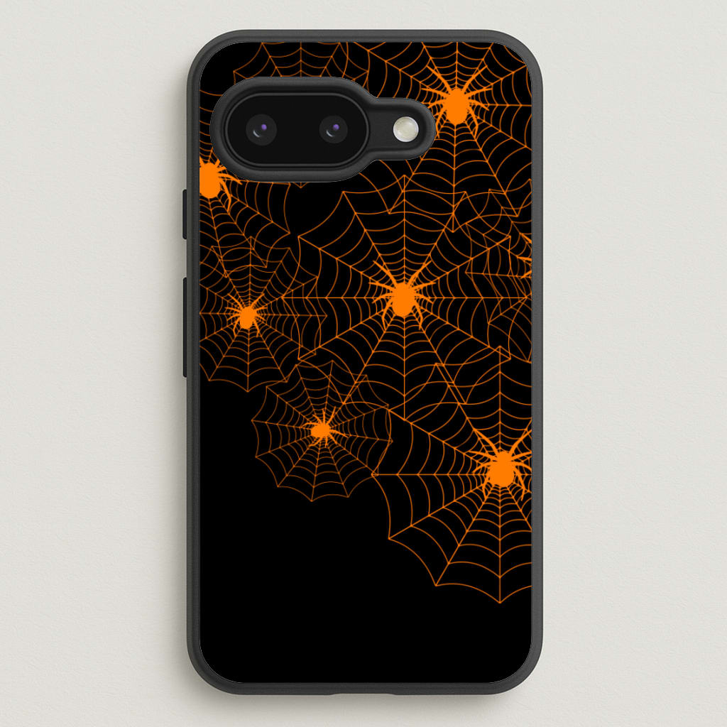 Orange Spider Web - Halloween Phone Case for Google Pixel 9a