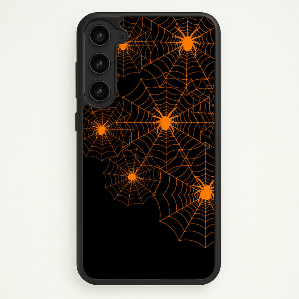Orange Spider Web - Halloween Phone Case for Galaxy S23 Plus