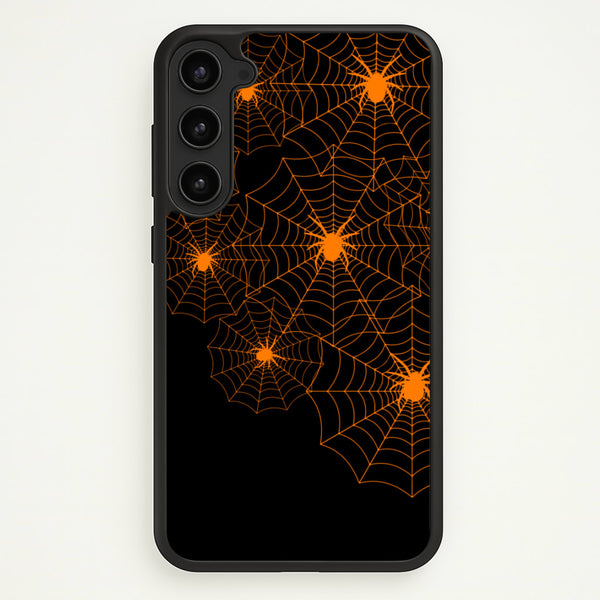 Orange Spider Web - Halloween Phone Case for Galaxy S23 Plus