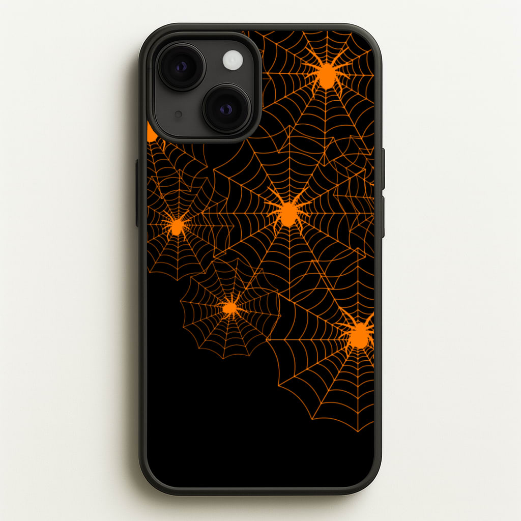 Orange Spider Web - Halloween Phone Case for iPhone 13 Mini