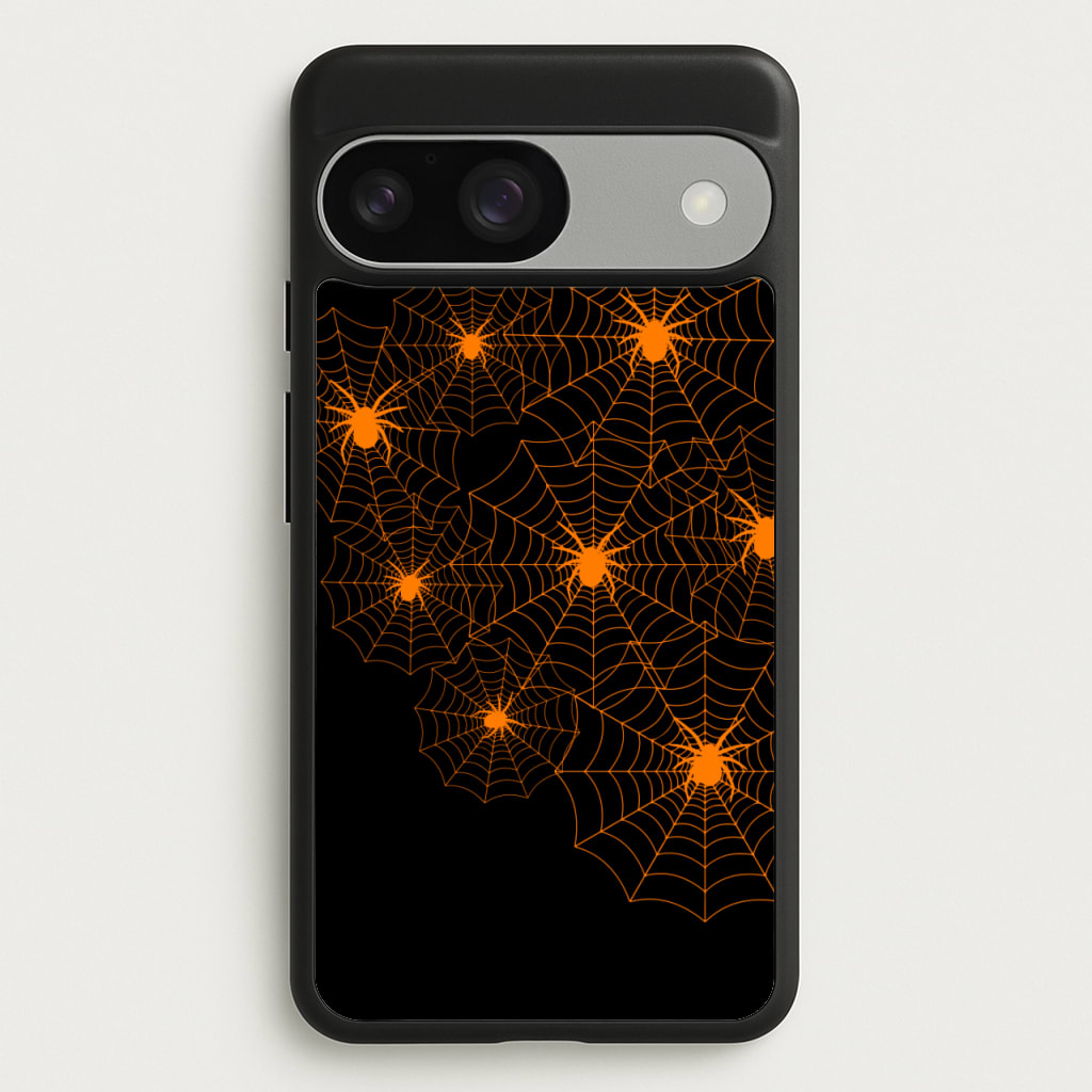 Orange Spider Web - Halloween Phone Case for Google Pixel 9 / 9 Pro