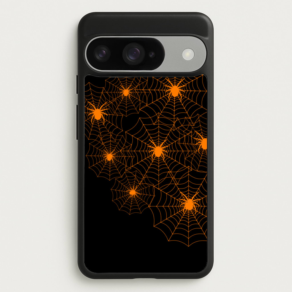 Orange Spider Web Phone Case for Google Pixel 10 / 10 Pro