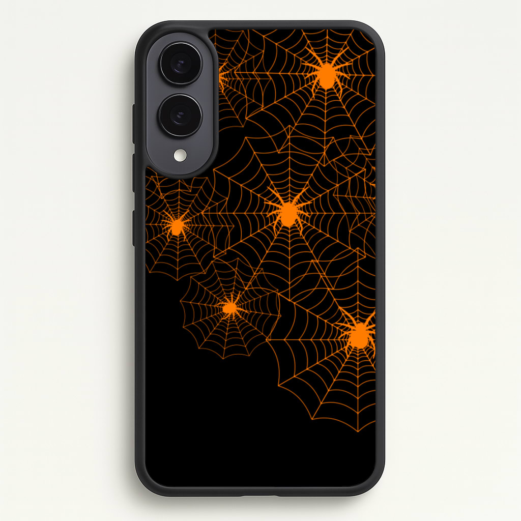 Orange Spider Web - Halloween Phone Case for Galaxy S25 Edge