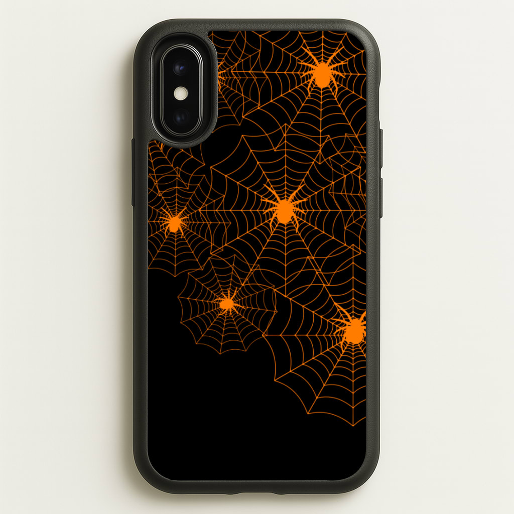 Orange Spider Web - Halloween Phone Case for iPhone X / XS