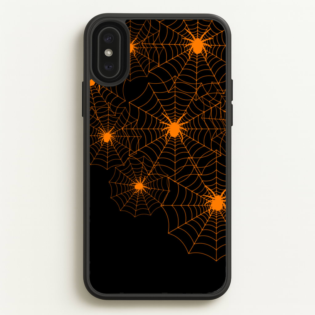 Orange Spider Web - Halloween Phone Case for iPhone XS Max