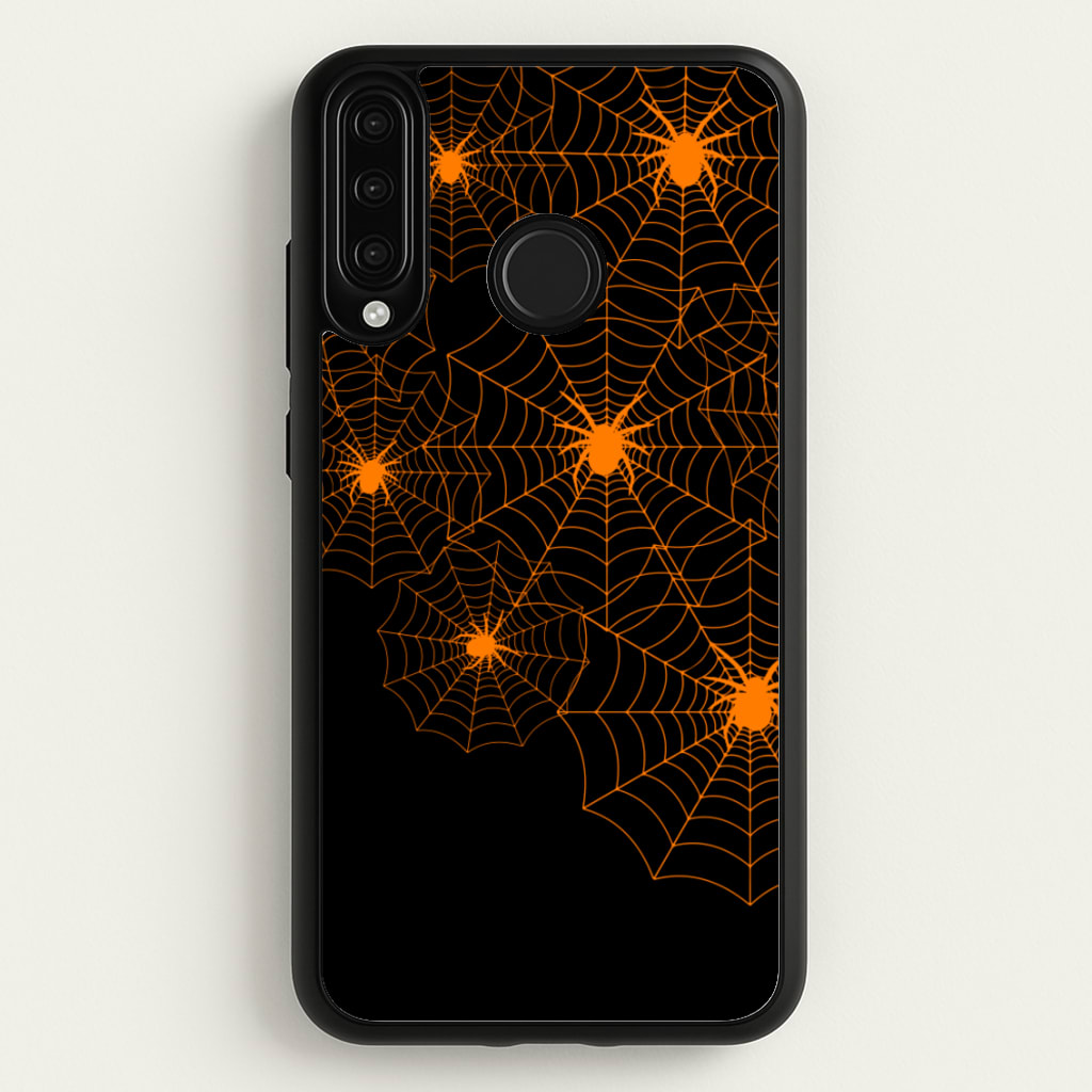 Orange Spider Web - Halloween Phone Case for Huawei P30 Lite