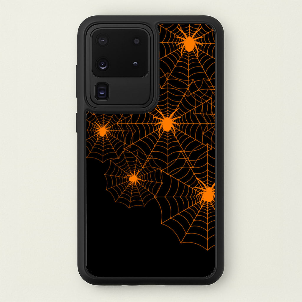 Orange Spider Web - Halloween Phone Case for Galaxy S20 Ultra