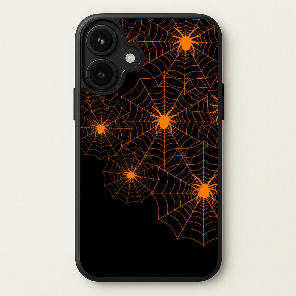 Orange Spider Web Phone Case for iPhone 17