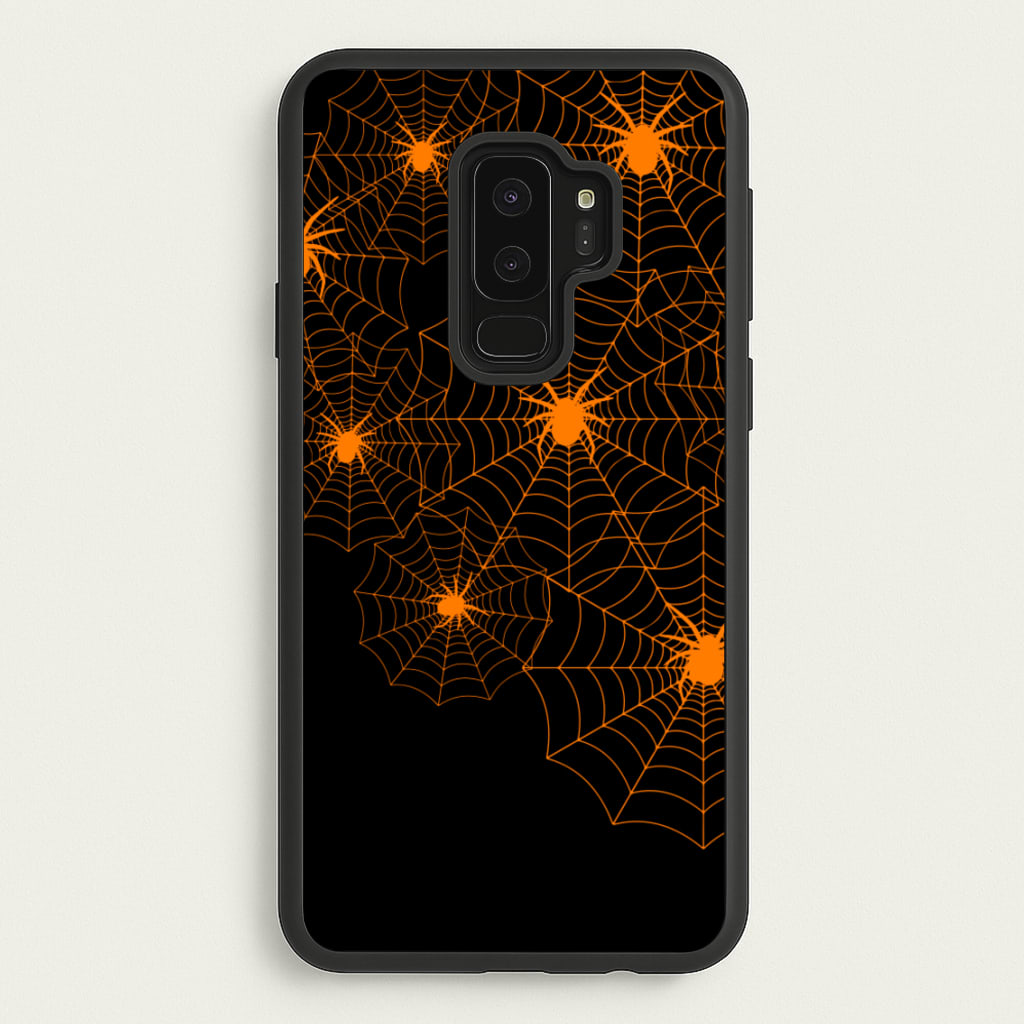 Orange Spider Web - Halloween Phone Case for Galaxy S9 Plus