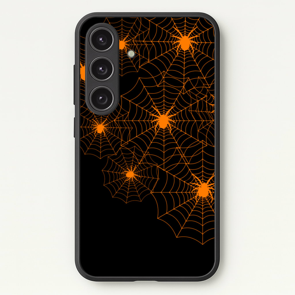 Orange Spider Web - Halloween Phone Case for Galaxy S25
