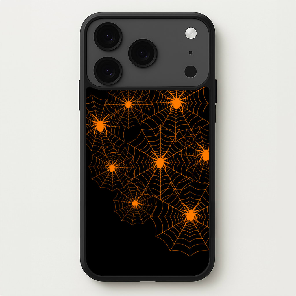 Orange Spider Web Phone Case for iPhone 17 Pro Max