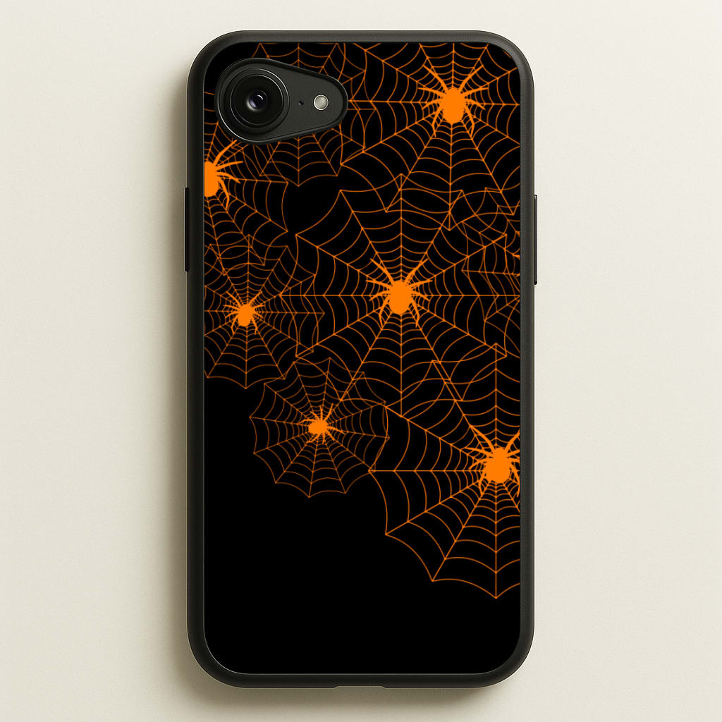 Orange Spider Web - Halloween Phone Case for iPhone 16e