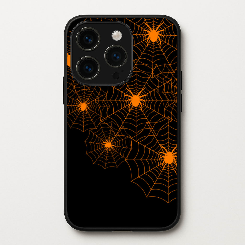 Orange Spider Web - Halloween Phone Case for iPhone 15 Pro Max