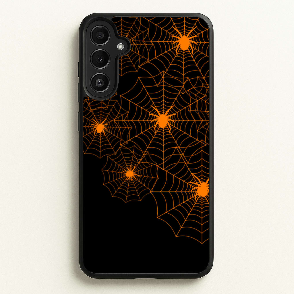 Orange Spider Web - Halloween Phone Case for Galaxy A36