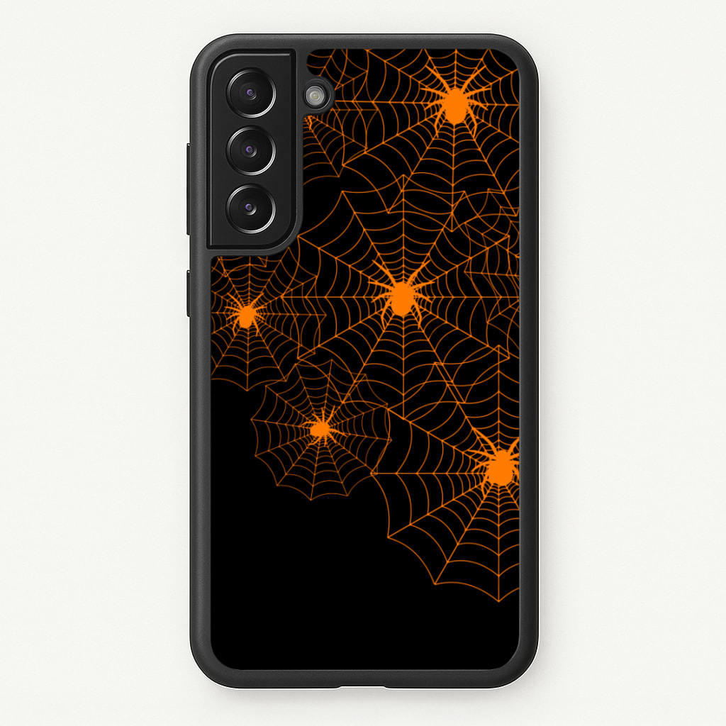 Orange Spider Web - Halloween Phone Case for Galaxy S22 Plus