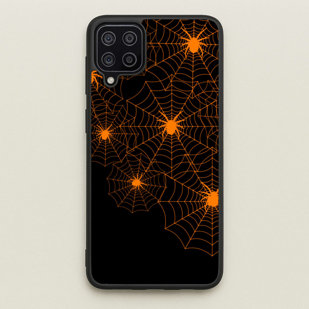 Orange Spider Web - Halloween Phone Case for Galaxy A12