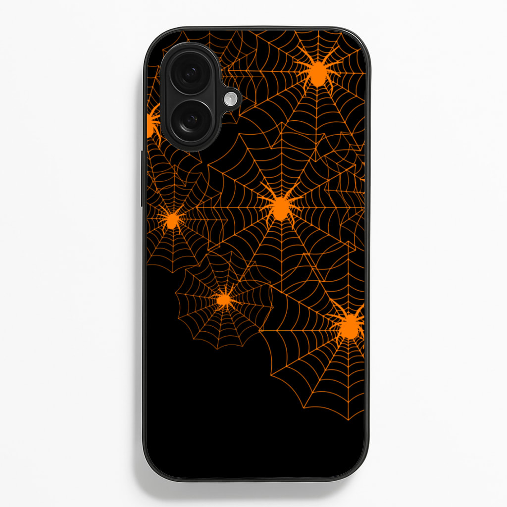 Orange Spider Web - Halloween Phone Case for iPhone 16 Plus