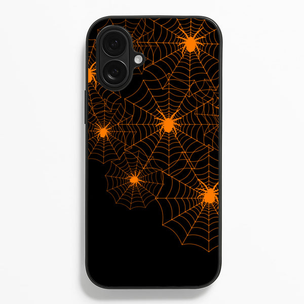 Orange Spider Web - Halloween Phone Case for iPhone 16 Plus