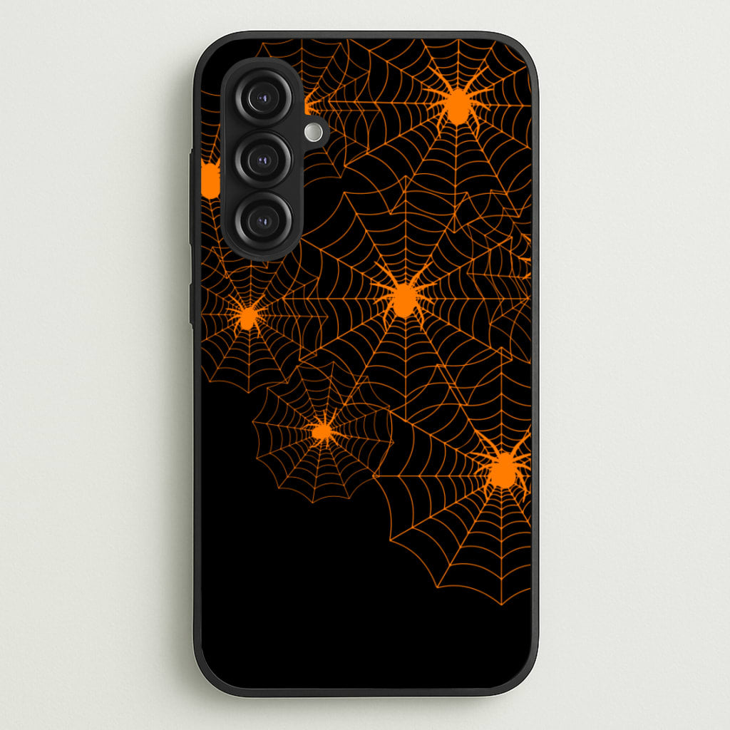 Orange Spider Web - Halloween Phone Case for Galaxy S23FE