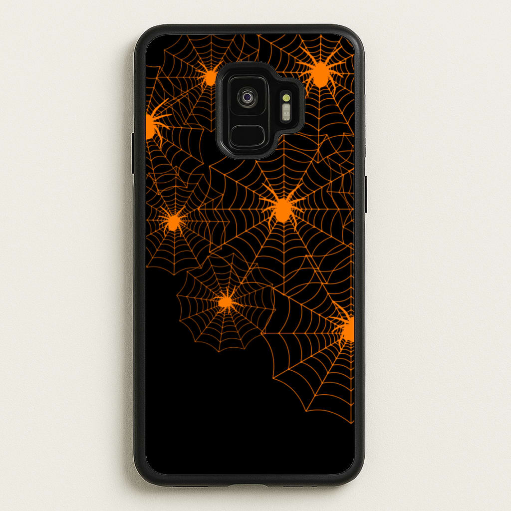 Orange Spider Web - Halloween Phone Case for Galaxy S9