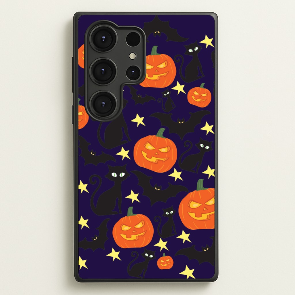 Pumpkin And Cats - Halloween - Halloween Phone Case for Galaxy S25 Ultra
